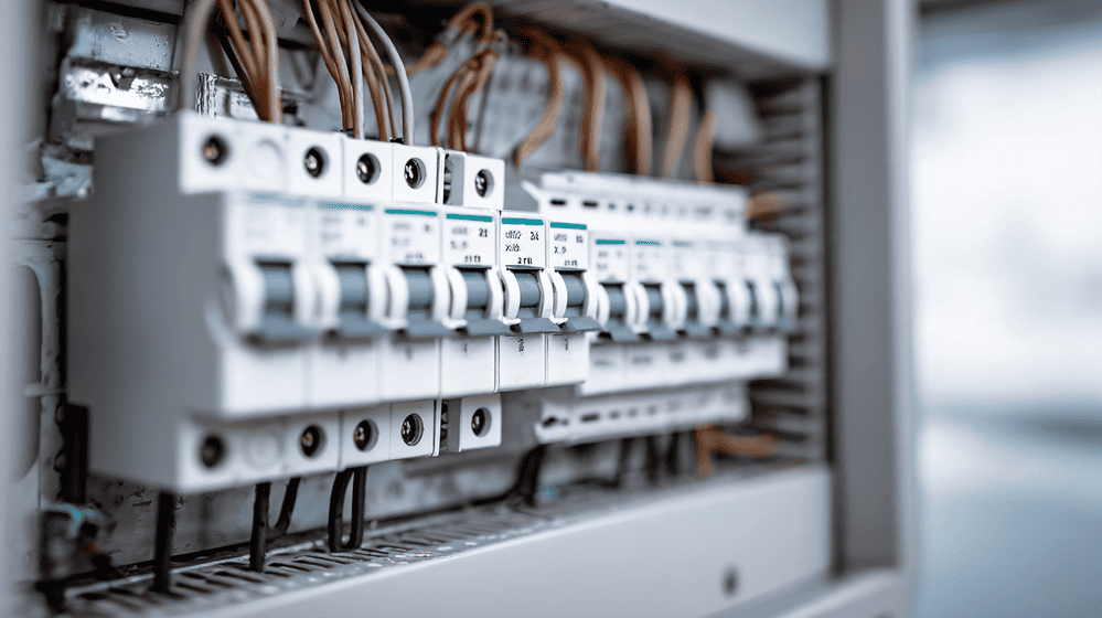 close up van een elektrische meterkast